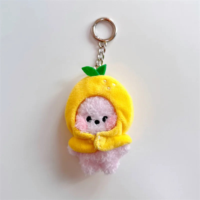 Kawaii BT21 Fruit Head Cover Series Plush Pendant Anime Cute Cartoon Bag Pendant Accessories Plush Keychain Birthday Gift