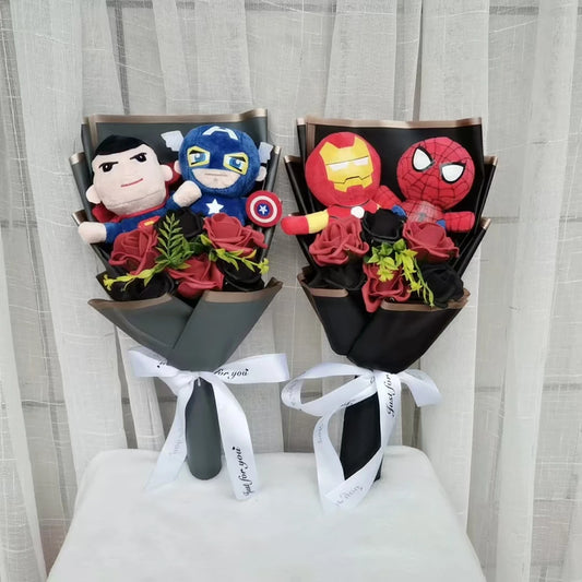 Man Spidermaned Plush Bouquet Movie Dolls Marvel Avengers Stuffed Hero Captain America Iron Christmas Valentine's Day Gifts