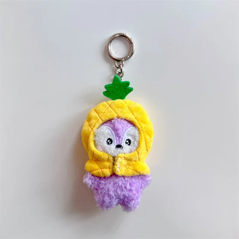 Kawaii BT21 Fruit Head Cover Series Plush Pendant Anime Cute Cartoon Bag Pendant Accessories Plush Keychain Birthday Gift