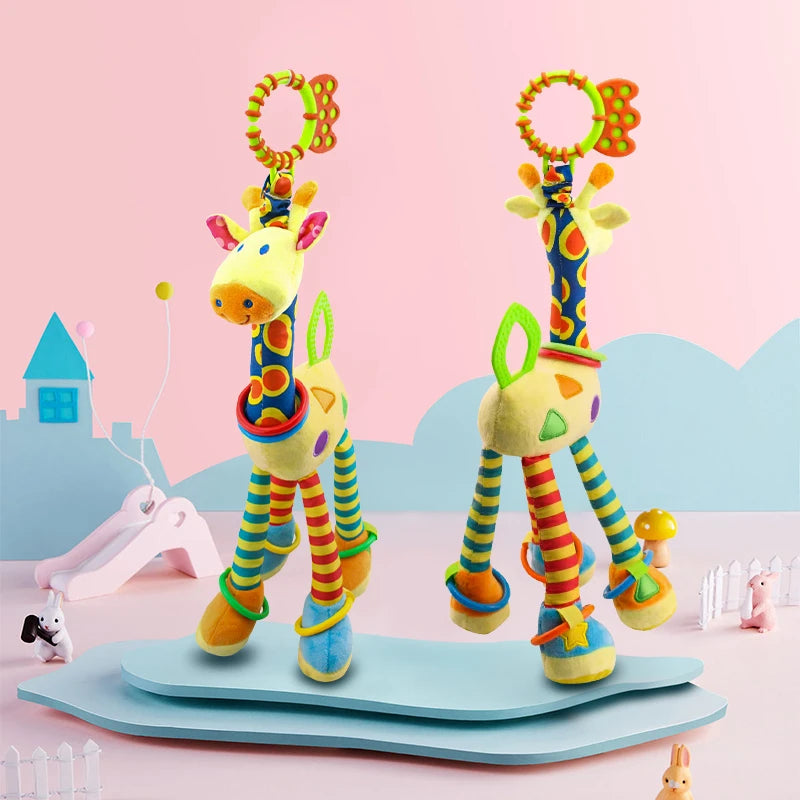 Baby Development Soft Giraffe Animal Handbell Rattle Plush Giraffe Toys / Baby Giraffe Animal Rattle Toys / Soft Giraffe Animal