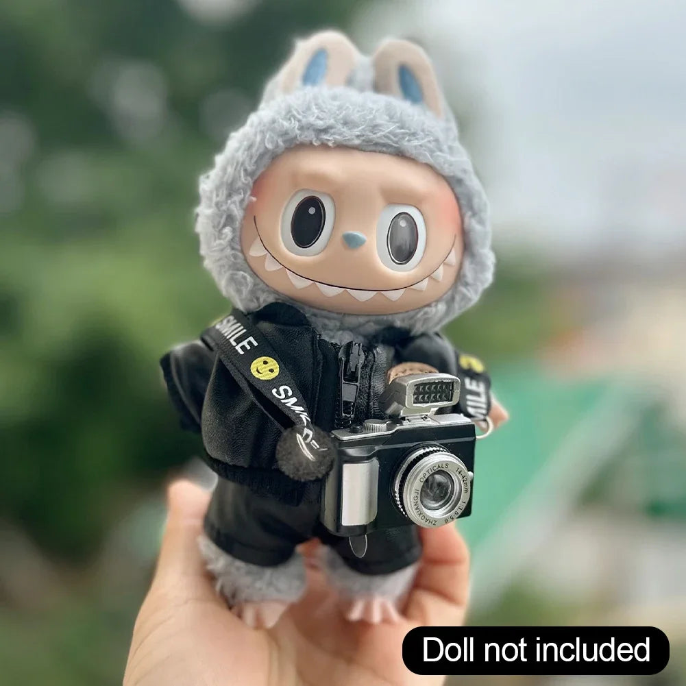 17cm Mini Plush Doll'S Clothes Outfit Accessories For Korea Kpop Exo Labubu Idol Dolls Leather jacket JK set Clothing Gift