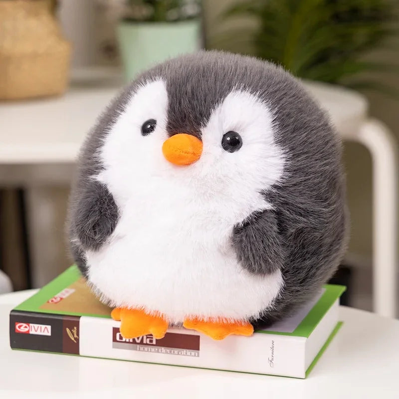 Fluffy Round Penguin Plush Toys Stuffed Baby Doll Animal Couple Penguin Holding Rose Hug Sleep Pillow Creative Birthday Gifts