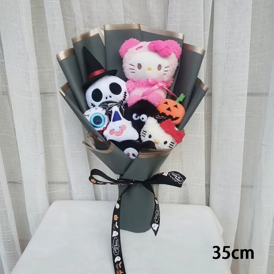 Halloween Animal Plush Bouquet Funny Toy Kuromi My Melody Hello Kitty Cinnamoroll Dolls Christmas and Valentine's Day Gifts