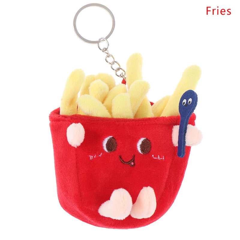 1Pc Food Plush Keychain Hamburger Hot Dog French Fries Doll Soft Stuffed Plush Pendant Kid Gifts Toys