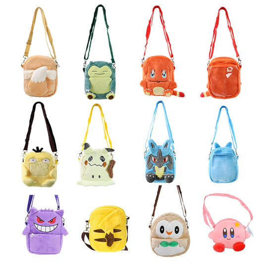 Gengar Plush Shoulder Bag Pokemon Pikachu Rowlet Crossbody Bag Cute Children Storage Sling Bag Toy Christmas gift bag