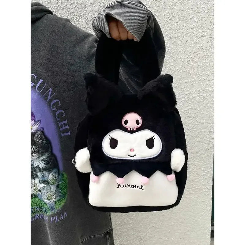 Kawaii Sanrio Hello Kitty Plush Bag Large Capacity Handbag Kuromi melody Tote Bags Y2k Fashion Women Bag Shoulder Bag Xmas Gift