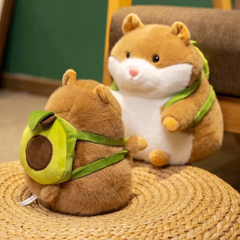 17/22/28CM Cute Backpack Hamster Plush Toys Fat Hamster Carrying Avocado Backpack Soft Doll For Birthday Xmas Gifts