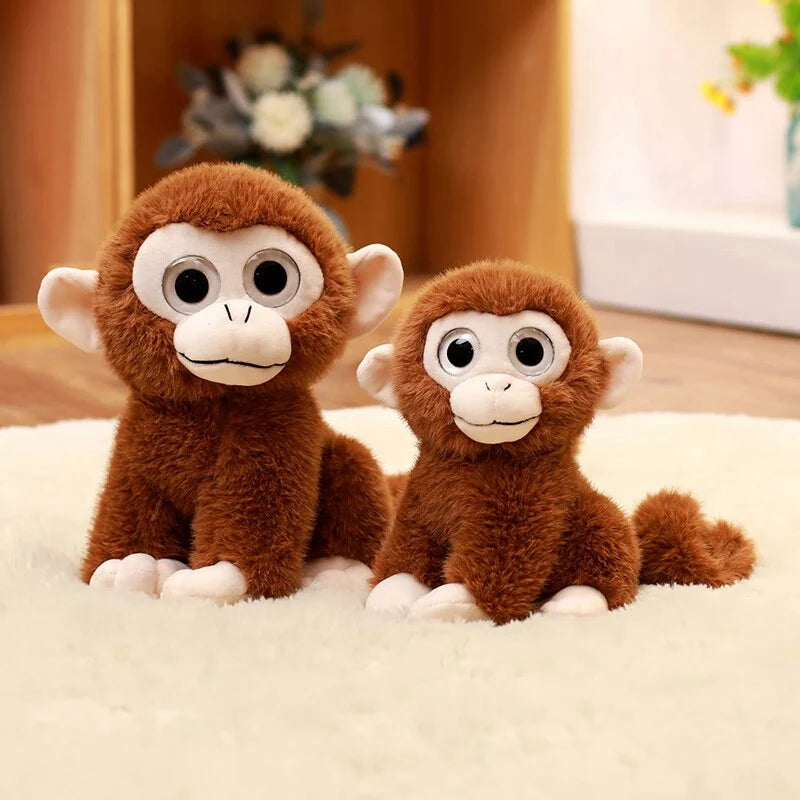 Simulation Big-eyed Smile Monkey Plush Toy Soft Stuffed Long Tail Monkey Doll Home Decoration Birthday Gift For Children