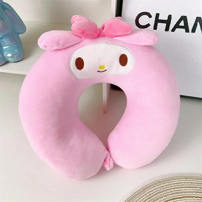 Sanrio Comfortable Hello Kitty U-shaped Neck Pillow Kawaii Stuffed Anime White Cat Travel Nap Pillow Airplane Office Gifts Girl