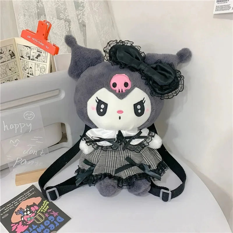 Kawaii Sanrio Bag Kuromi Plush Backpack Lolita Style Plushies Stuffed Animal Doll Toys My Melody Bag Women Tote Girl Christmas