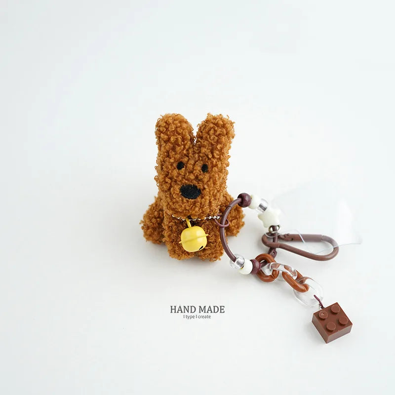 Kawaii Plush Puppy Toy Blocks Keychain Backpack Pendant Cartoon Anti drop chain Cute Car Brick Keyring Kids Women Bag Accessorie