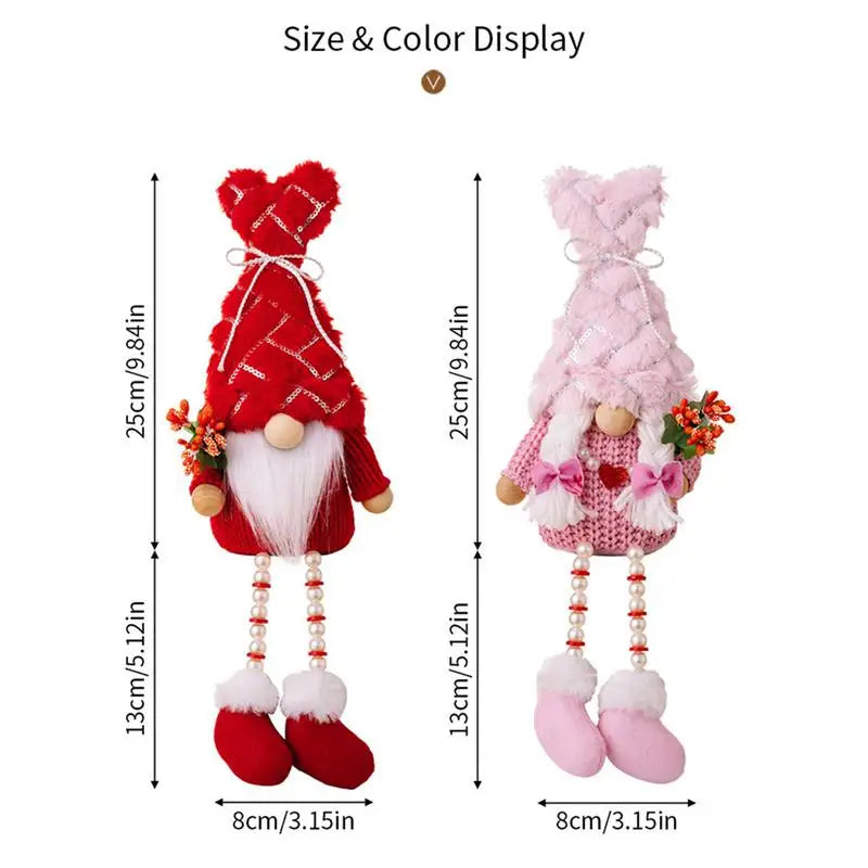 Valentine Gnomes 2X Indoor Gnomes Dolls Valentine Gnomes Plush Decoration For Home Table Gnomes Ornaments For Her Him