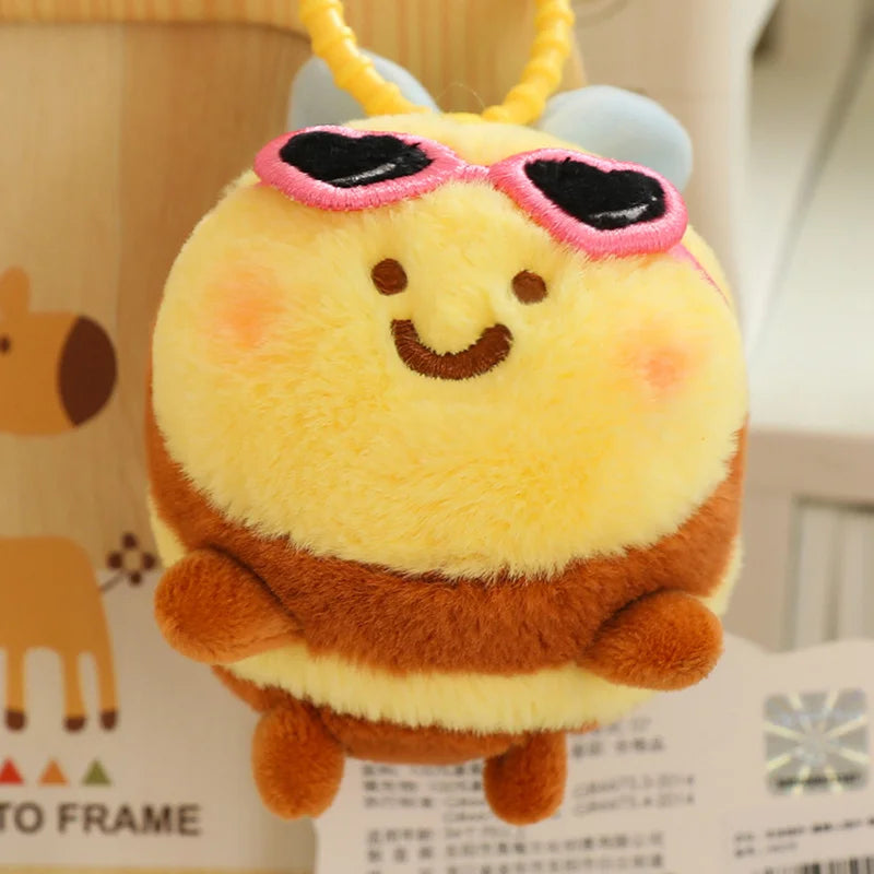 9CM Cute Bee Doll Pendant Stuffed Plush Animal Kids Toys Cartoon Bag Decoration Creative Lovely Girls Birthday Gifts Home Decor