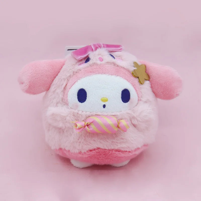 Sanrio Cute Plush Doll Candy Hello Kitty Car Keychain Cinnamoroll Children's School Bag Pendant Anime Peripheral Holiday Gift