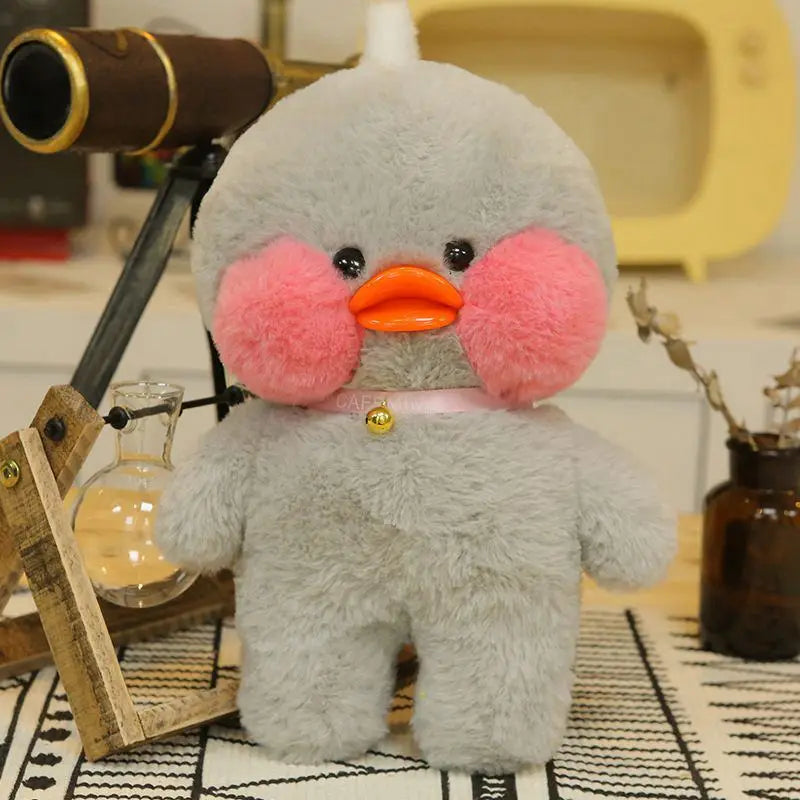 30cm LaLafanfan Cafe Duck Plush Toys LaLafanfan Clothes Cartoon Stuffed Dolls Ducks Accessories Outfit Hair Band Kids Girls Gift