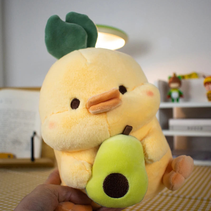 23cm Cute Lovely Duck Holding Avocado Plush Toy Stuffed Animal Furry Rabbit Panda Doll Cartoon Kawaii Bear Plushies Gifts