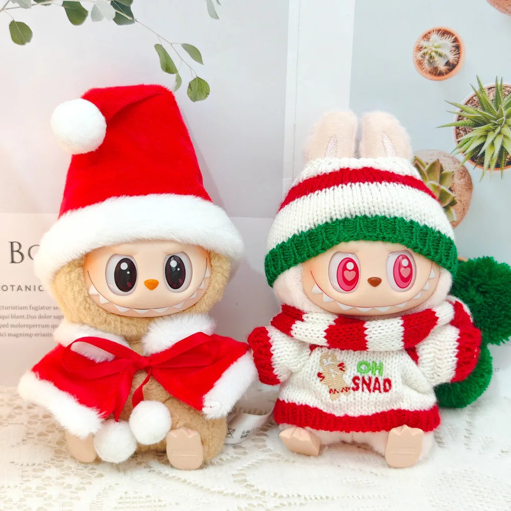 Mini Doll'S Clothes Outfit Accessories For Korea Kpop Exo Labubu Idol V1 V2 Christmas Cookie Man Sweater Hat New Year Clothes