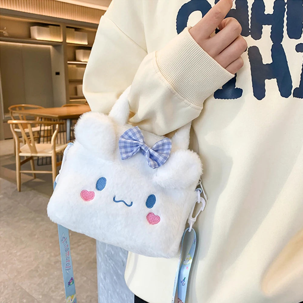 Sanrio Bag Kawaii Kuromi Cinnamoroll My Melody Cartoon Anime Plush Handbag Cosmetic Bag Travel Storage Bag Women Girl Gifts