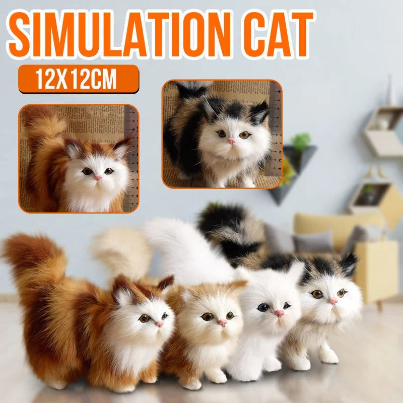 Cute Simulation Cat Plush Toys Soft Stuffed Kitten Model Fake Cat Realist Animals For Kids Girls Birthday Valentine's Day Gift