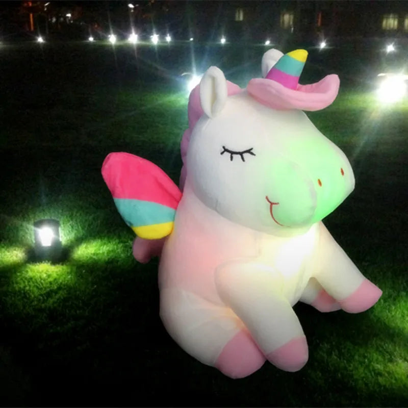 New Arrive 25/50cm Luminous Stuffed  Unicorn Toys Gleamy Animal Doll Lovely Animals Birthday Gift For kids Baby Super Quality