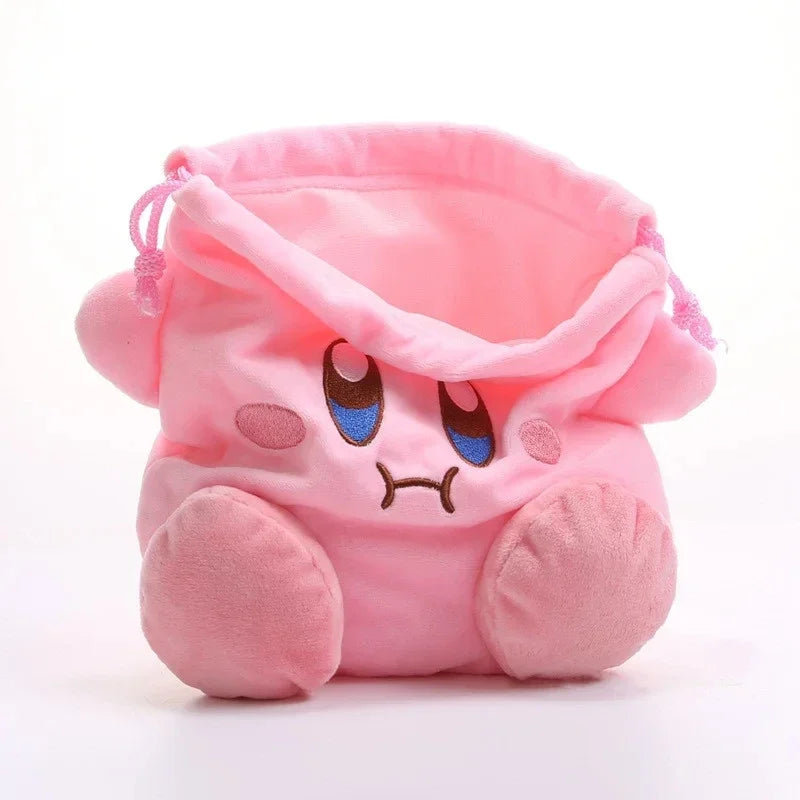 Star Kirby Storage Bag Plush Cosmetic Bag Cute Plush Toy Portable Drawstring Pocket Kawaii Kirby Cartoon Pink Coin Purse Gift