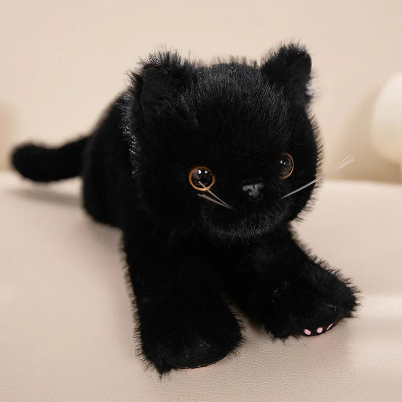 40/53CM Simlation Lying Kitten Plush Toys Fluffy Cat Stuffed Animal Pet Doll Black Orange Gray White Gray Cat Plushie Toys