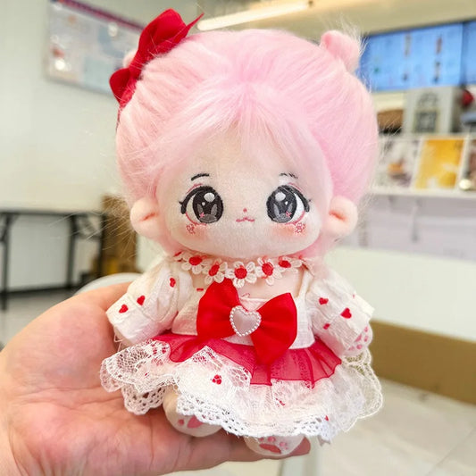 20cm Cute Pink Rabbit IDol Doll Anime Plush Star Dolls With Bow Dress Stuffed Customization Figure Toys Cotton Plushies Toys