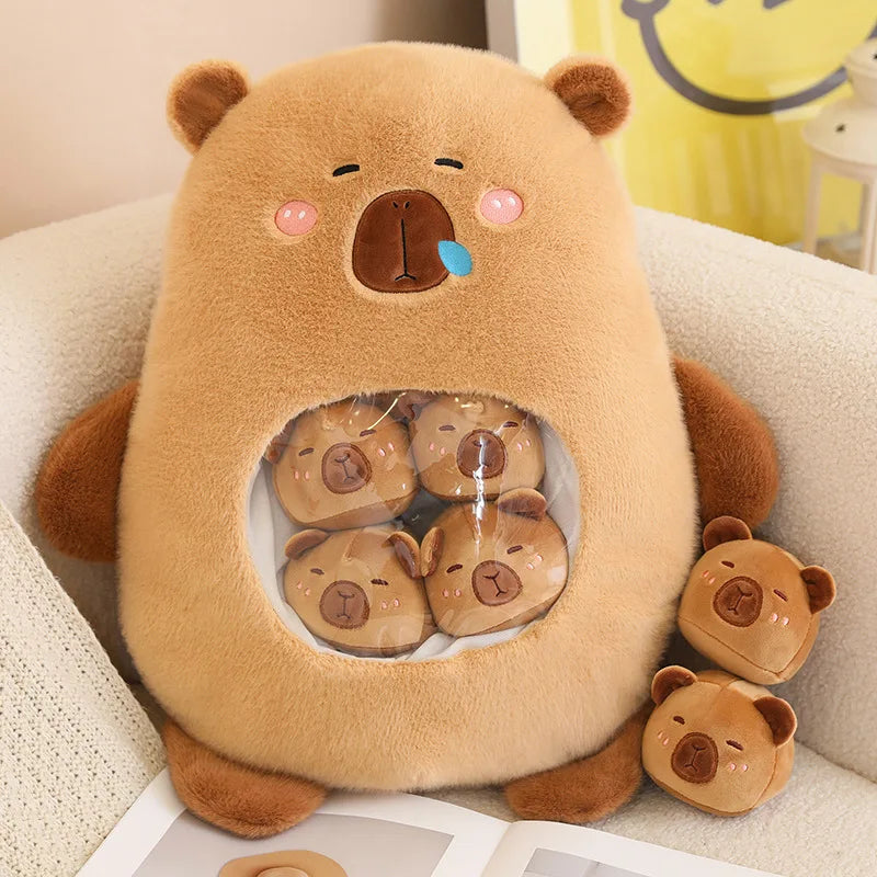 New Capybara Plush Pudding Bag Candy Bag Mini Balls Capybara Pink Dolls Animals Plush Pillow Sofa Cushion Birthday Gift for Kids