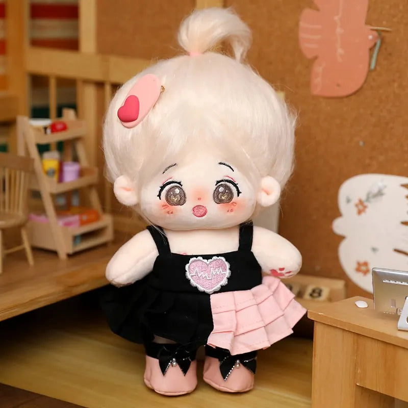 20cm Cotton Doll Cute Idol Stuffed Super Star Figure Dolls Cute Plush Girl Doll Can Change Clothes Gift With Skeleton