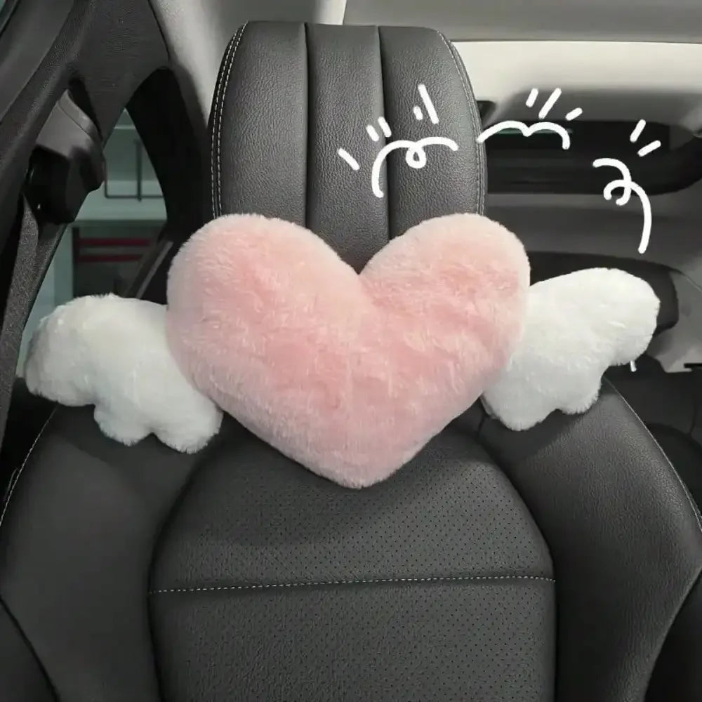 Love Wings Car Headrest Plush Love Neck Pillow Heart-Shaped Plush Style for Your Car Seat Car Accessories