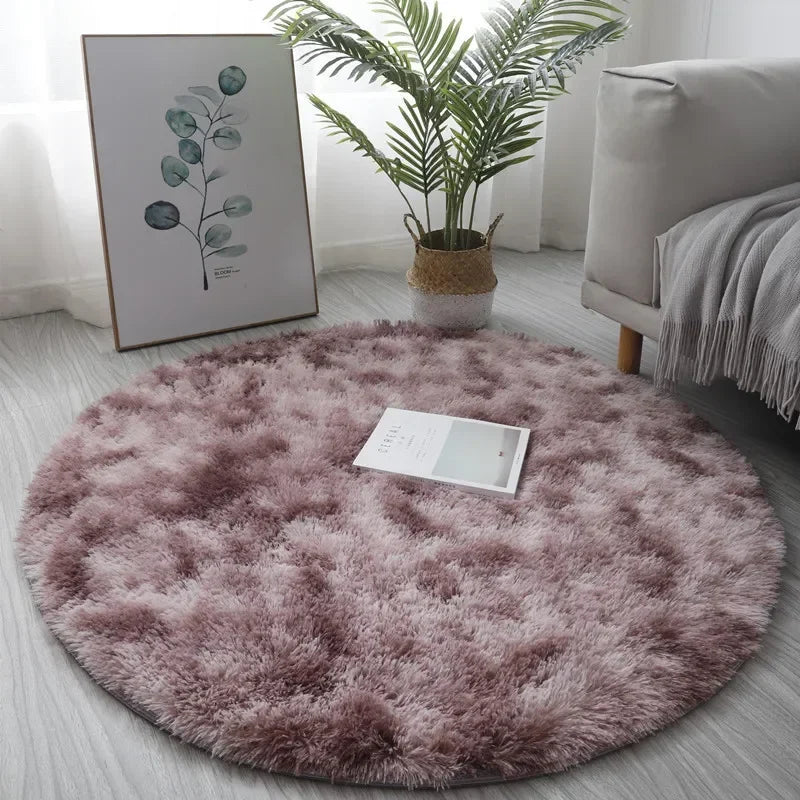 VIKAMA Cute Round Soft Shaggy Dirty Resistant Rug Modern Kids Bedroom Round Rug Plush Baby Room Shaggy Round Carpet