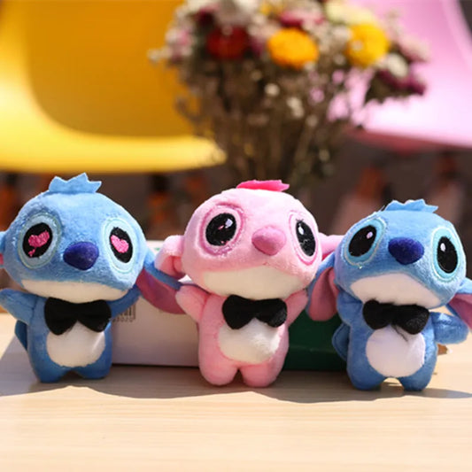 Disney Lilo and Stitch Plush Doll Keychains Stitch Soft Stuffed Toys Cartoon Bouquet Accessories Pendant Wedding Decoration Gift