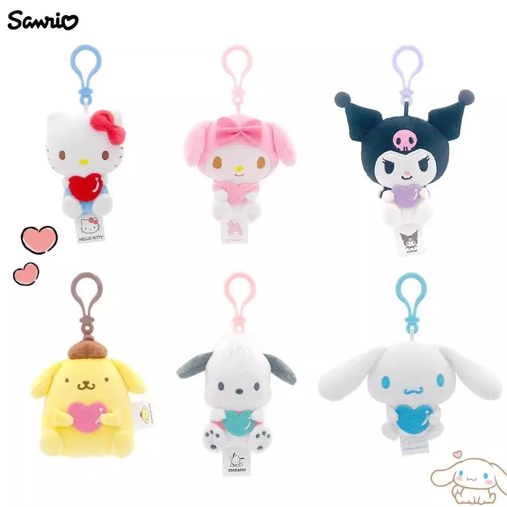 Sanrio Hello Kitty Kuromi Melody Pachacoo Cinnamoroll Stuffed Toys Pendant Cute Plush Toys Keyring Anime Keychain Birthday Gift