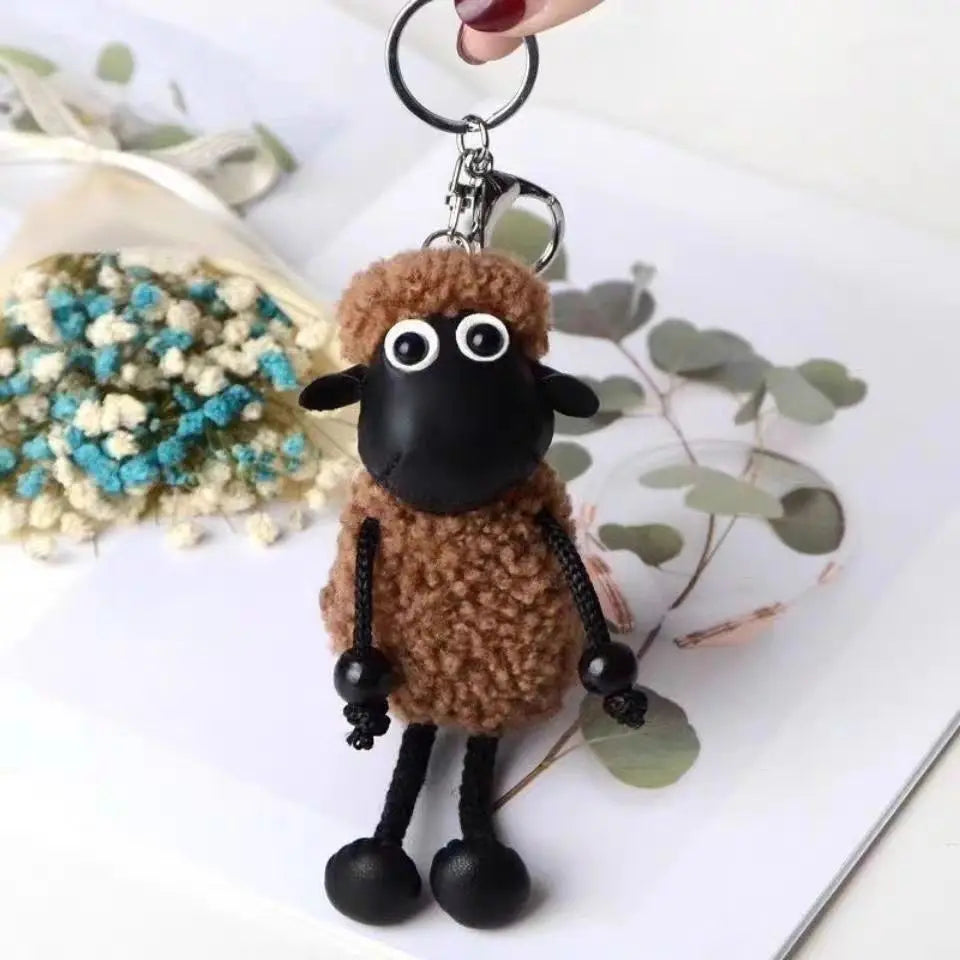 Cute and Creative Lamb Plush Toy Car Pendant Simulation Lamb Keychain Bag Small Pendant Gift for New Year's Gift to Friends