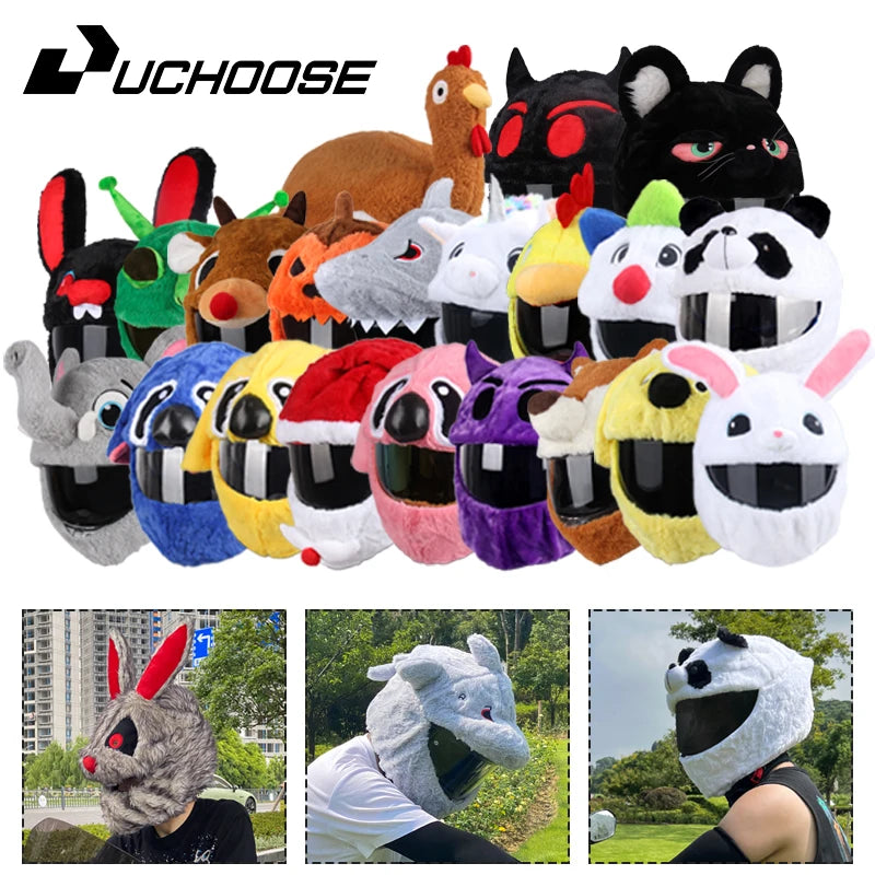 Helmet Protection Headgear Cover Cartoon Fluffy Plush Set For Motorcycle Full-Face Protective Case Motorbike Safety Trendy