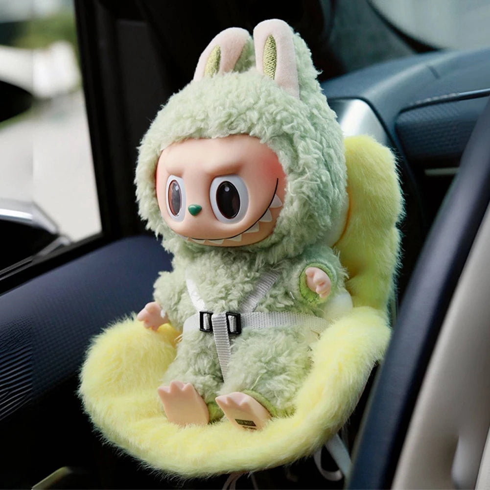 Cute Doll Car Safety Seat Car Air Outlet Decoration for 17cm labubu Car Interior Decoration Ornament