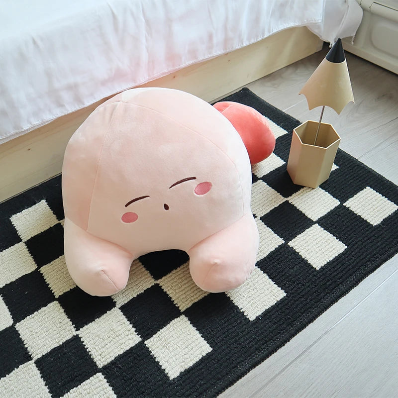 60cm Soft Cuddly Kirby Plush Toy Lovely Stuffed Anime Sleeping Kirby Plushies Throw Pillow Sofa Bed Girly Home Decor Xmas Gifts