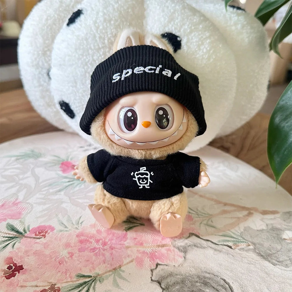 Mini Plush Doll'S Clothes Outfit Accessories For Korea Kpop Exo Labubu Idol V2 sitting party Love sweater hat set Clothing Gift