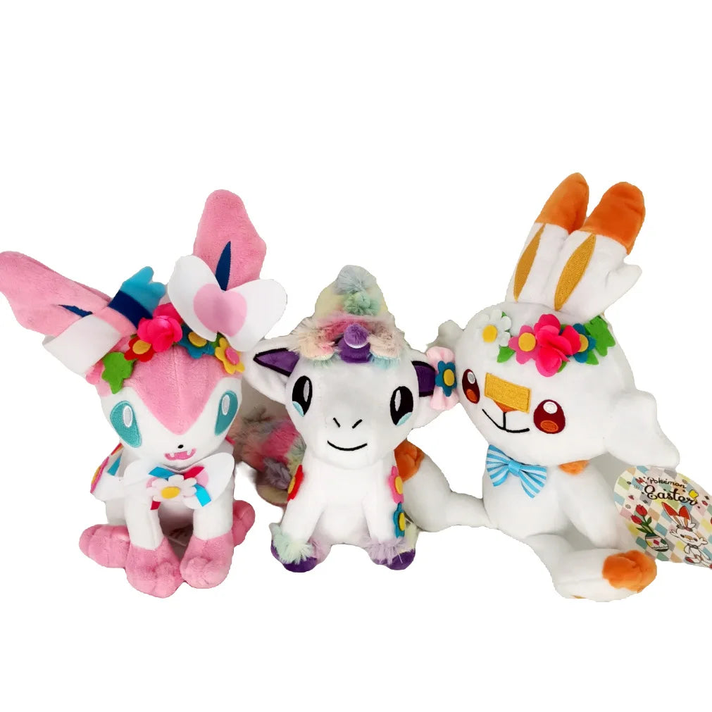 Pok é mon Sword Shield Flame Rabbit Fairy Eevee Rainbow Horse Plush Toy Doll Spring Festival Easter Doll Toy Festival Gift