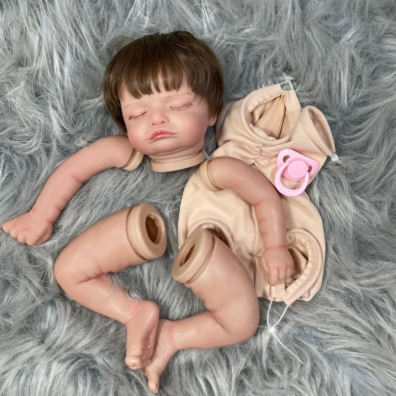 19Inch Painted Reborn Doll Kit Rosalie With Rooted Hair and Cloth Body Unassembled DIY Doll Parts Toy