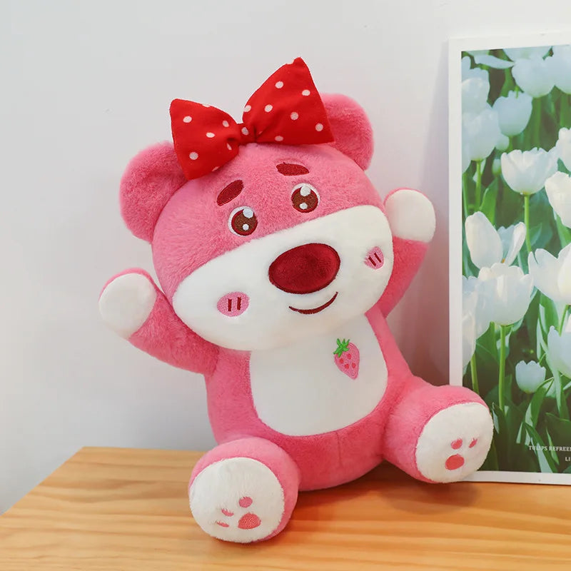 25/40cm Cute Pink Strawberry Bear Plush Toy Large Cute Bear Doll Girls Sleep Pillow Valentine's Day Room Decoration Gift