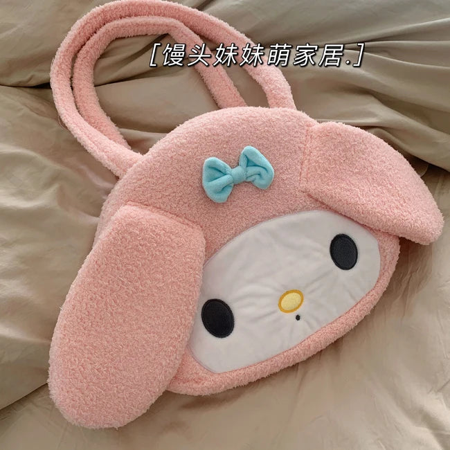 Lovely Japanese Style Kuromi My Melody Cosmetic Case Cosmetic Bag Lolita Shoulder Bag Handbag Plush Bag Cute Gifts For Girl