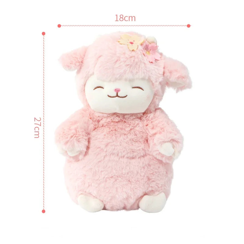 Sweet White Sheep Lam Hold Tulip Flower Plush Doll Soft Stuffed Lamb With Tulip Plushie Toy Cute Gift For Kid Birthday Christmas