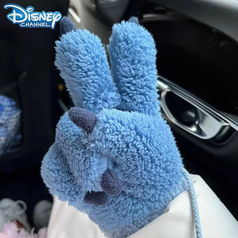 Disney Stitch Gloves Cartoon  Stitch Paw Claw Blue Gloves Plush Mittens Winter Warm Glove Kids Adult Winter Hand Warmer Gifts