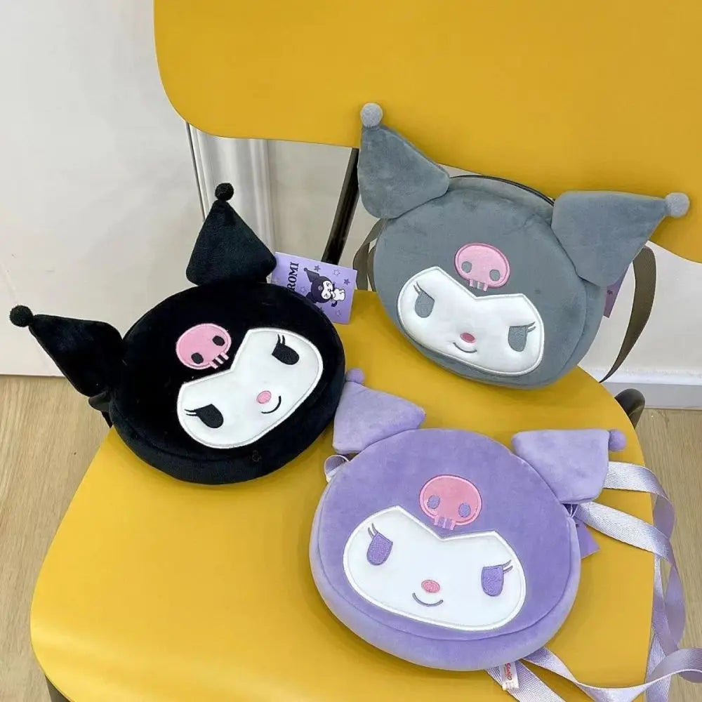 Kawaii Sanrio Plush Bag Kuromi Backpack Cinnamoroll Shoulder Bag Tote Makeup Cartoon My Melody Plushie Large Handbag Gift Girls