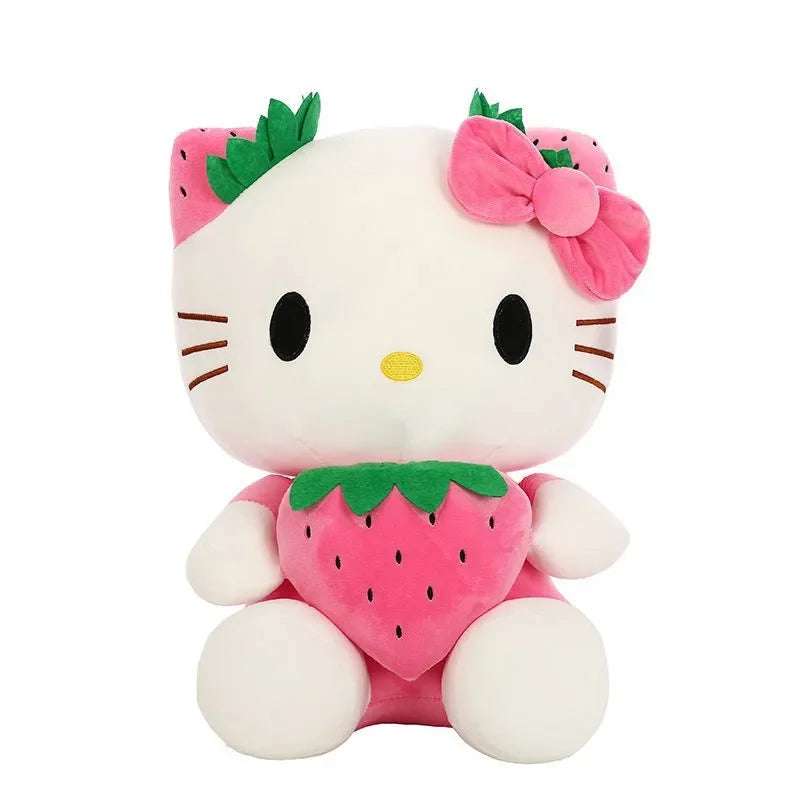 22cm Sanrio Hello Kitty Plush Toys Kawaii Strawberry KT Cat Plush Doll Soft Stuffed Cartoon Doll Birthday Girls Gifts