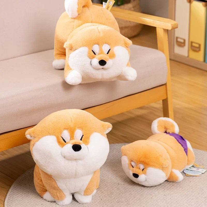 Cute Cartoon Akita Dog Plush Toy Soft Shiba Inu Puppy Stuffed Animal Dolls Accompany Baby Sleeping Pillow For Girls Kids Gifts