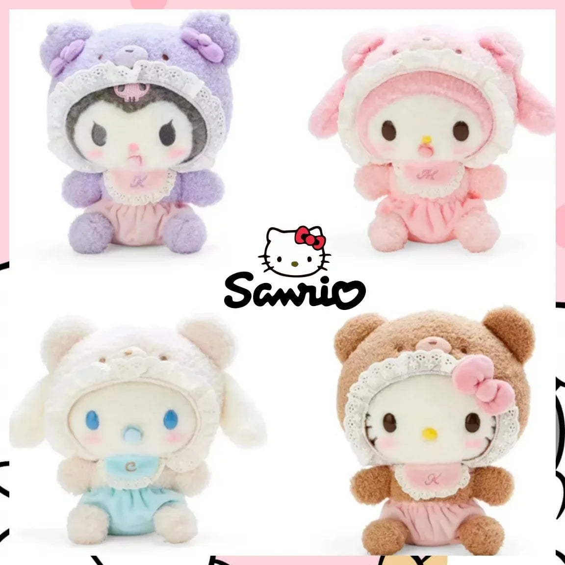 Sanrio Anime Cartoon Kuromi Hello Kitty Cinnamoroll My Melody Plush Toys Fashion Doll Ornament Backpack Small Pendant Keychain