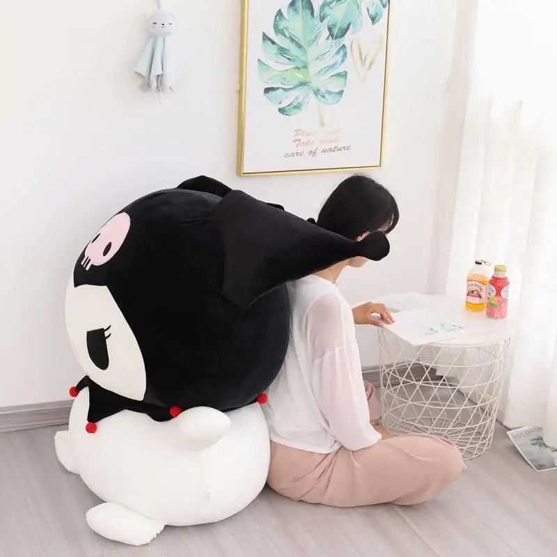 Big Size Kuromi Stuffed Doll Melody Cinnamoroll Plush Toy Kawaii Anime Bedside Cushion Room Decoration Christmas Gift For Girl