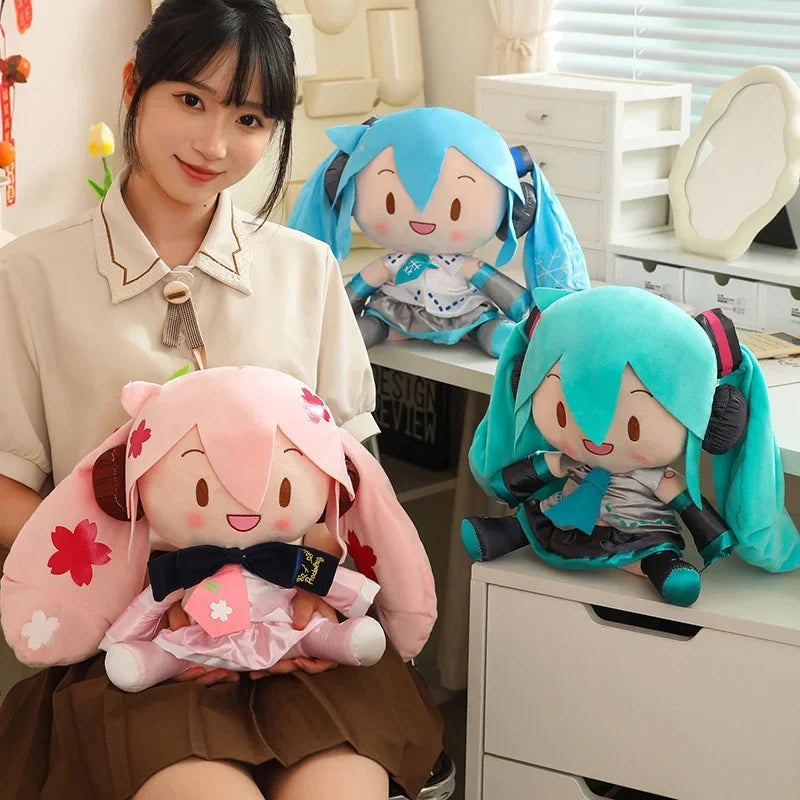 6Styles Cartoon Hatsune Miku Plush Toy New Bow Miku Preciality Sakura Hatsune Miku Plushies Sleeping Doll Soft Gifts Girl